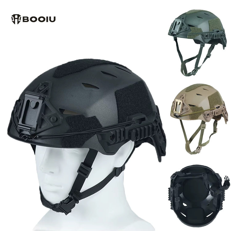 BOOIU Taktischer Wendy Helm in Grün mit Perforation und EX Schiene 3.0 für Outdoor, Jagd und CS - Bild 5