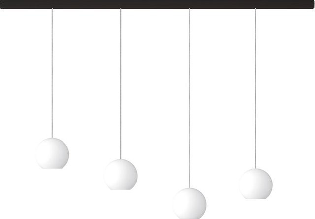KOMOT KOS Quattro L LED-Pendelleuchte Schiene, Schwarz matt, Edelstahl und Opalglas, Tunable White 2200K - 4200K, Länge: 200 cm - Bild 1