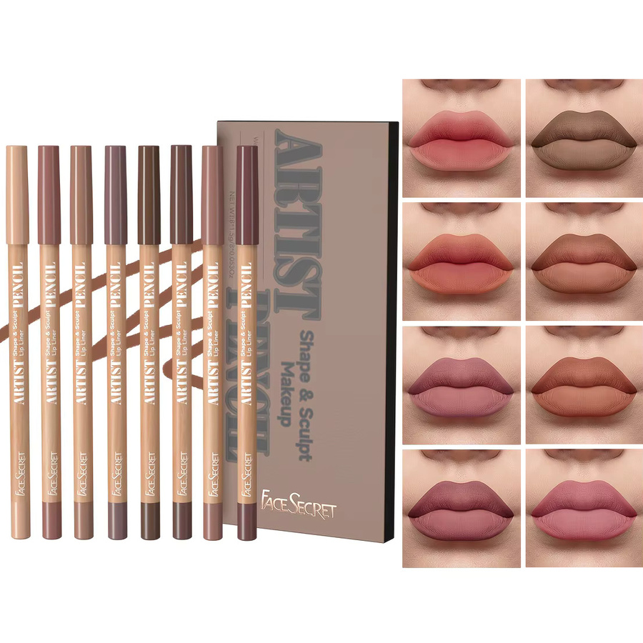 FACESECRET Lipliner-Set, 8-teilig, matt, nackt, Unisex - Bild 4