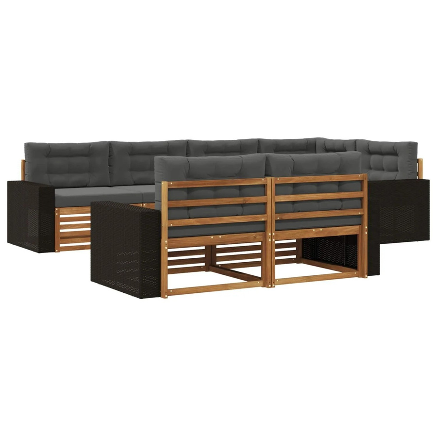 vidaXL Outdoor-Sofagarnitur aus Akazienholz in L-Form mit Kissen, Farbe: Natur und Anthrazit - Bild 2