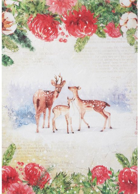 Stamperia Motiv-Strohseide Rehe am Waldesrand, Multicolor, A4 - Bild 1