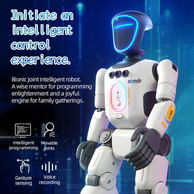 Tccicadas Programmierbarer Humanoider Gestensensor-Fernsteuerungsroboter, RC-Roboter, Weiß - Bild 1