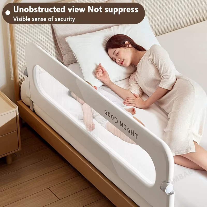 IMBABY Baby-Sicherheitsbettgitter zum Zusammenklappen, Grau, Breite: 80 cm - Bild 2