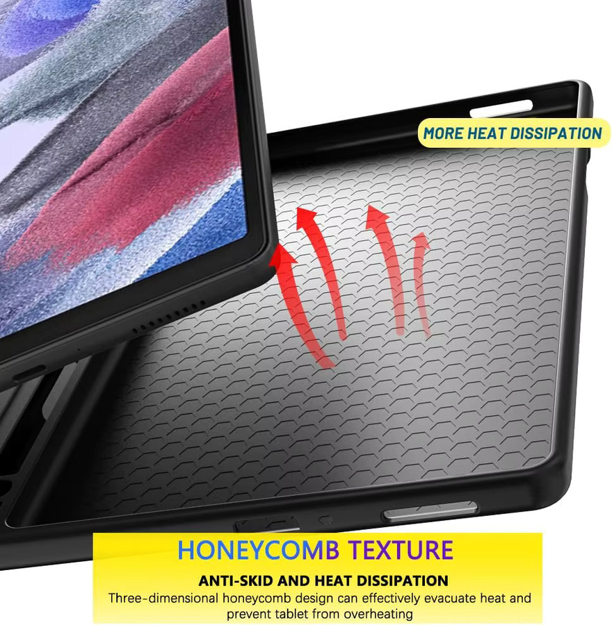 QIJUN Schutzhülle für Samsung Galaxy Tab A7 Lite 8,7'' 2021 SM-T220 SM-T225 Tri-fold Start Flip Case aus PU Leder mit Magnetischem Ständer in Blau und Schwarz - Bild 4