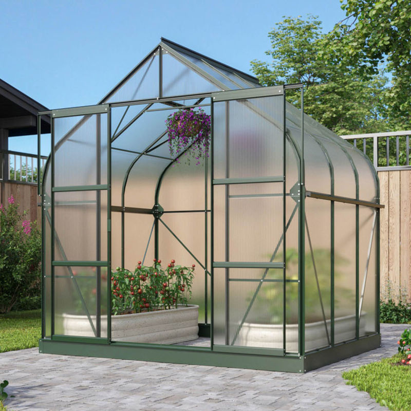 Vitavia Gewächshaus Dione 5000 in Smaragdgrün mit Stahlfundamentrahmen, Regenrinne und Dachfenster, 5,0 m² - Bild 2