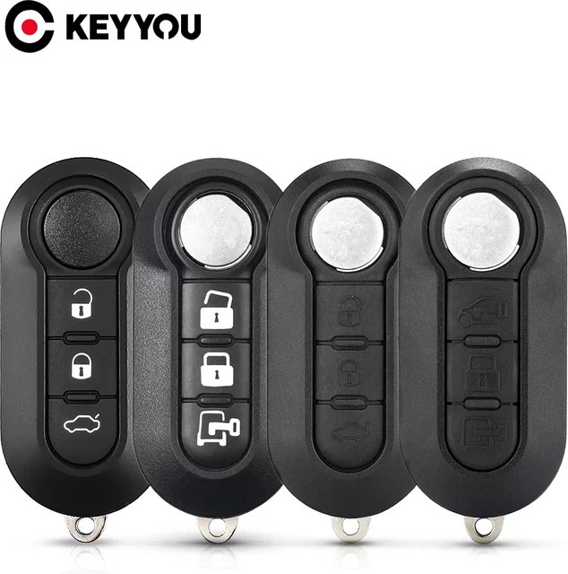 KEYYOU Klappschlüssel Gehäuse SIP22 für Fiat 500 Punto Ducato Stilo Panda, 3 Tasten, Schwarz - Bild 1