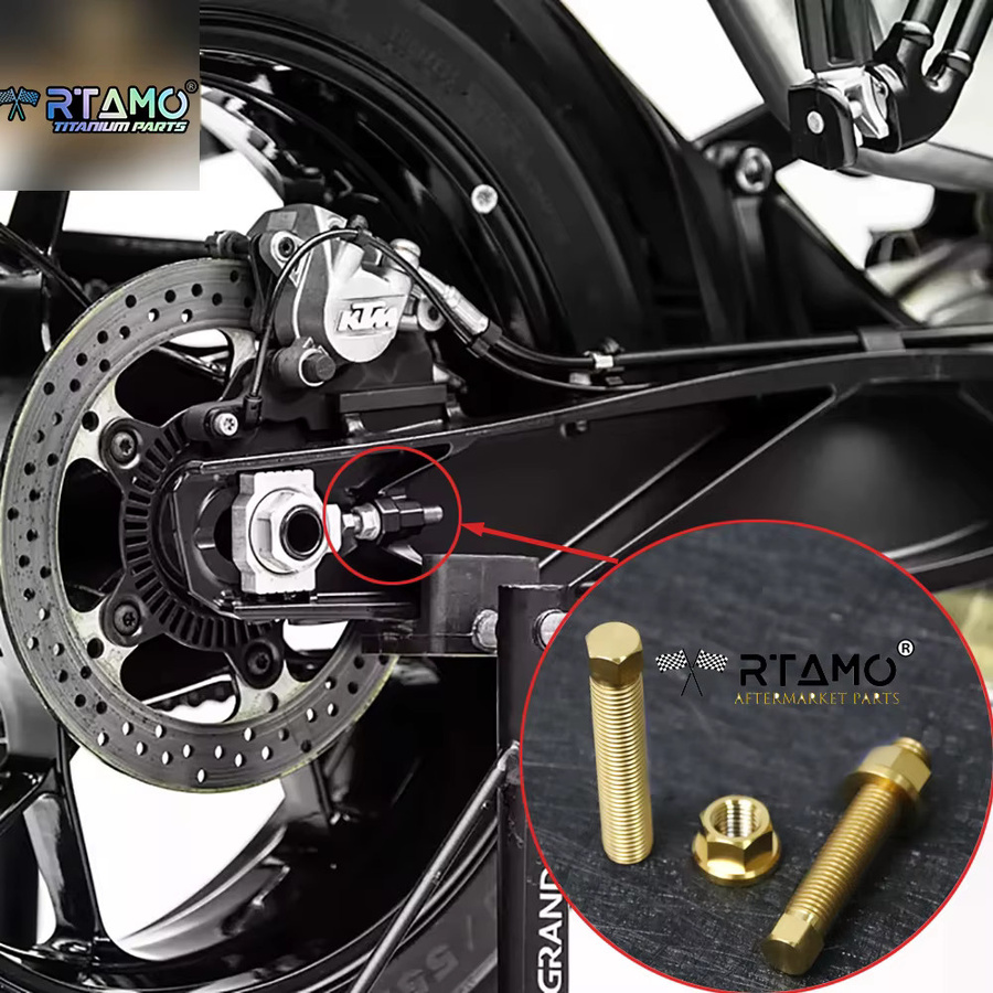RTAMO Motorradketten-Einstellschrauben Set aus Titan mit Muttern, 2 Sätze in M8x45/50 und M10x50x1,5 - Bild 3