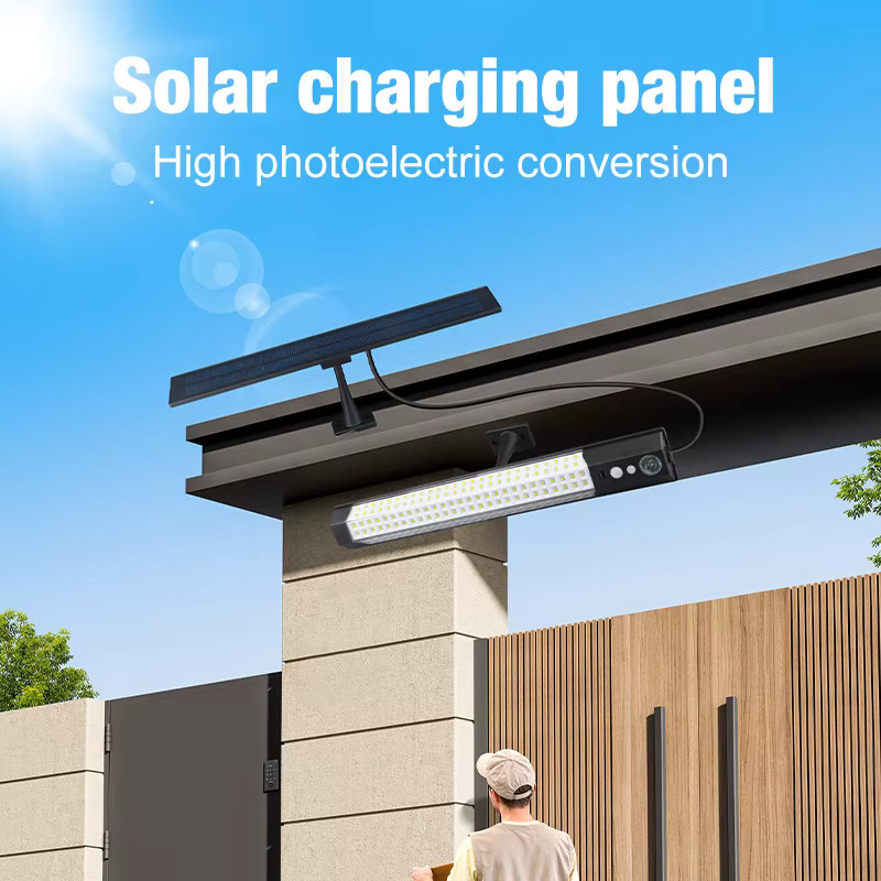 Solarleuchten für den Außenbereich mit 158 LED, Schwarz, Solar-Flutlichter mit Bewegungssensor, Fernbedienung und Dämmerungssensor, IP65 wasserdicht, Sicherheitsstrahler für Garten und Wand - Bild 2