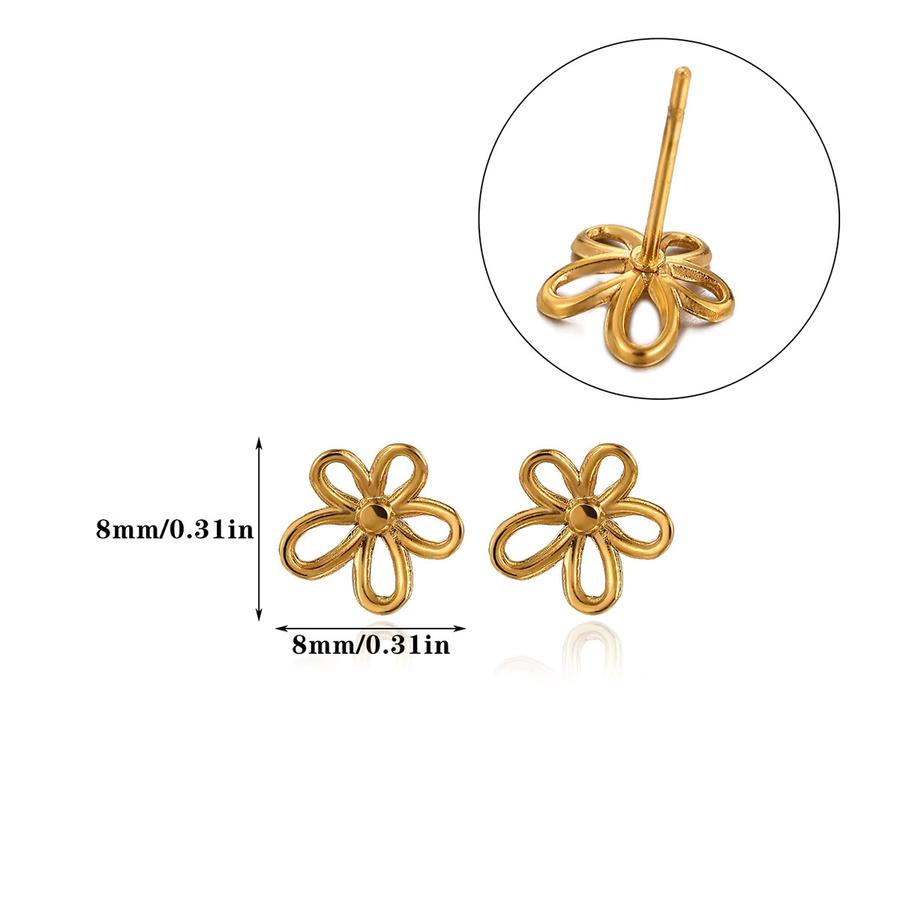 ETCAVCE Blumenohrringe, Edelstahl, Gold, Damen - Bild 2