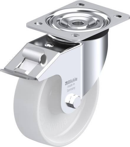 Blickle L-PO 160XR-FI Lenkrolle mit Feststeller in Silber und Weiß, Rad-Durchmesser: 160 mm, Tragfähigkeit: 400 kg - Bild 1