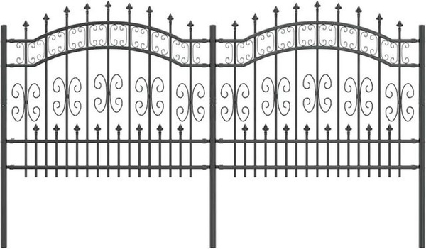 vidaXL Gartenzaun aus pulverbeschichtetem Stahl in Grau, B/H: 240 x 140 cm