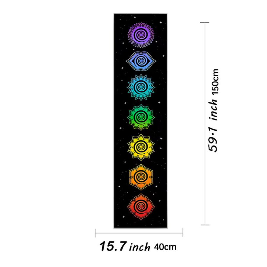 VIKAMA Regenbogen-Wandteppich in Schwarz und Multicolour, abstrakter Boho Wandbehang für dein Schlafzimmer oder Musikzimmer - Bild 3