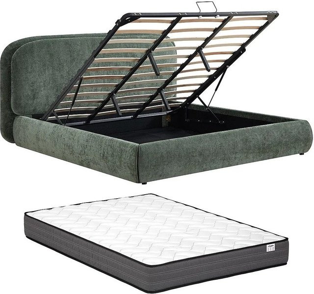 Vente-unique Bett Zorima in Grün mit Bettkasten und Lift-up-Base, B/T: 180 x 200 cm - Bild 1