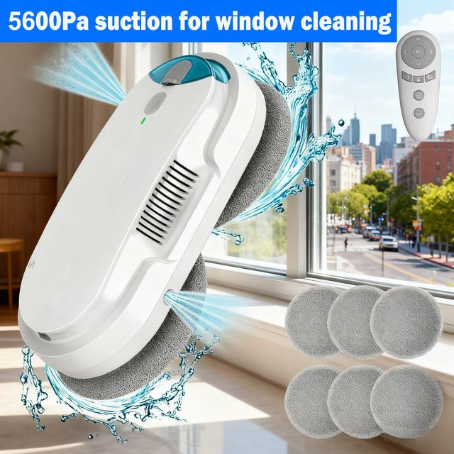 INSE Fensterputzroboter in Weiß mit automatischer Wassersprühfunktion, bürstenlosem Motor und intelligenter Kantenerkennung zur Glasreinigung - Bild 1
