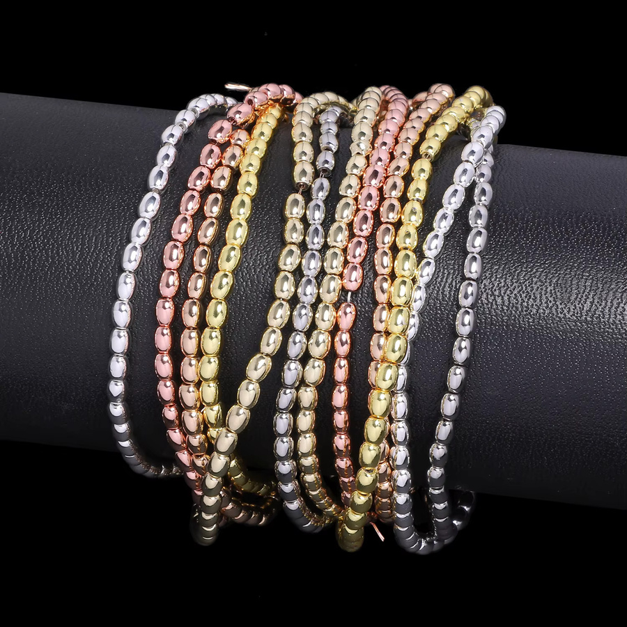 xilitata Naturstein-Perlen Hämatit, reisförmig, 3x4mm, Gold- und Silberbeschichtung - Bild 3