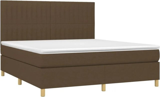 vidaXL Boxspringbett mit Matratze und LED in Dunkelbraun, Hybrid-Bett mit USB-Anschluss und Unterbettbeleuchtung, B/T: 180 x 200 cm - Bild 1