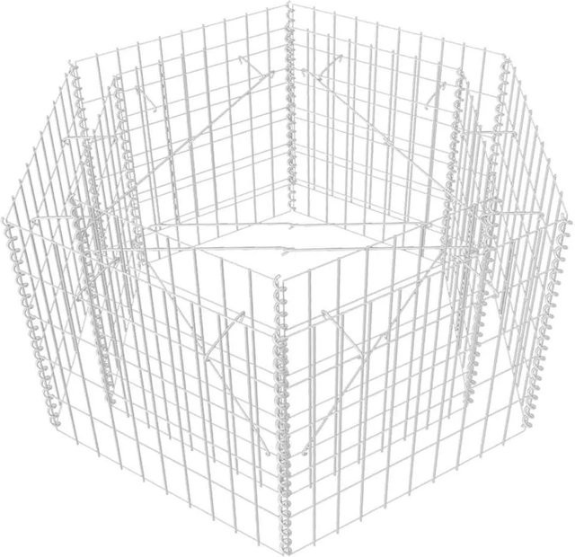 DELUKE Hochbeet Gabione LISSA 6-eckig aus verzinktem Stahl in Silber, B/T/H: 90 x 100 x 50 cm - Bild 1