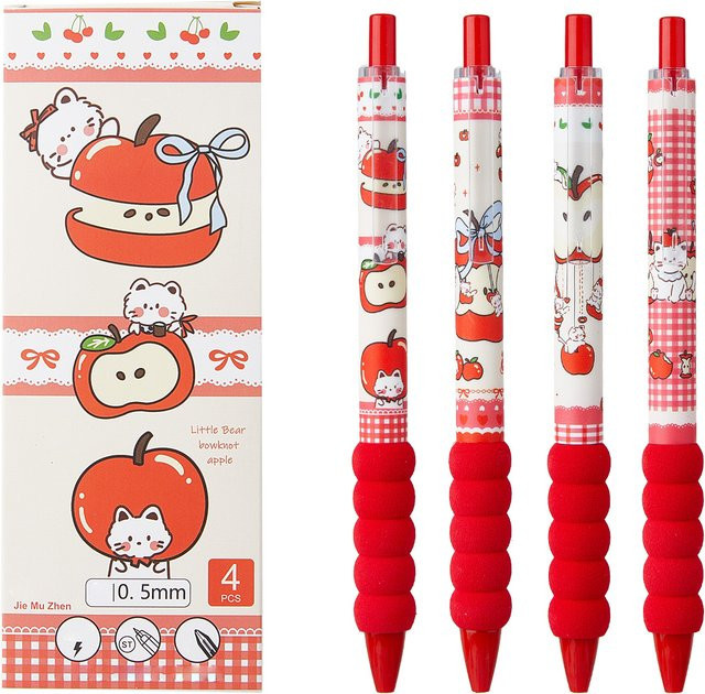 4-teiliges Set festliche Soft-Grip Gelstifte mit roter und schwarzer schnelltrocknender Tinte für Journaling und zum Üben - Bild 1