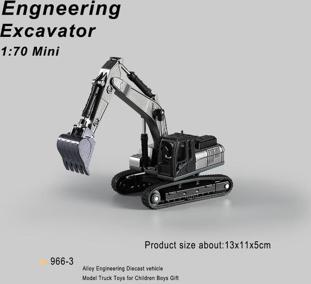 Linyi toy car Baufahrzeug, Bagger Bohrer Bulldozer, 1:70, Schwarz, ab 3 Jahre - Bild 1