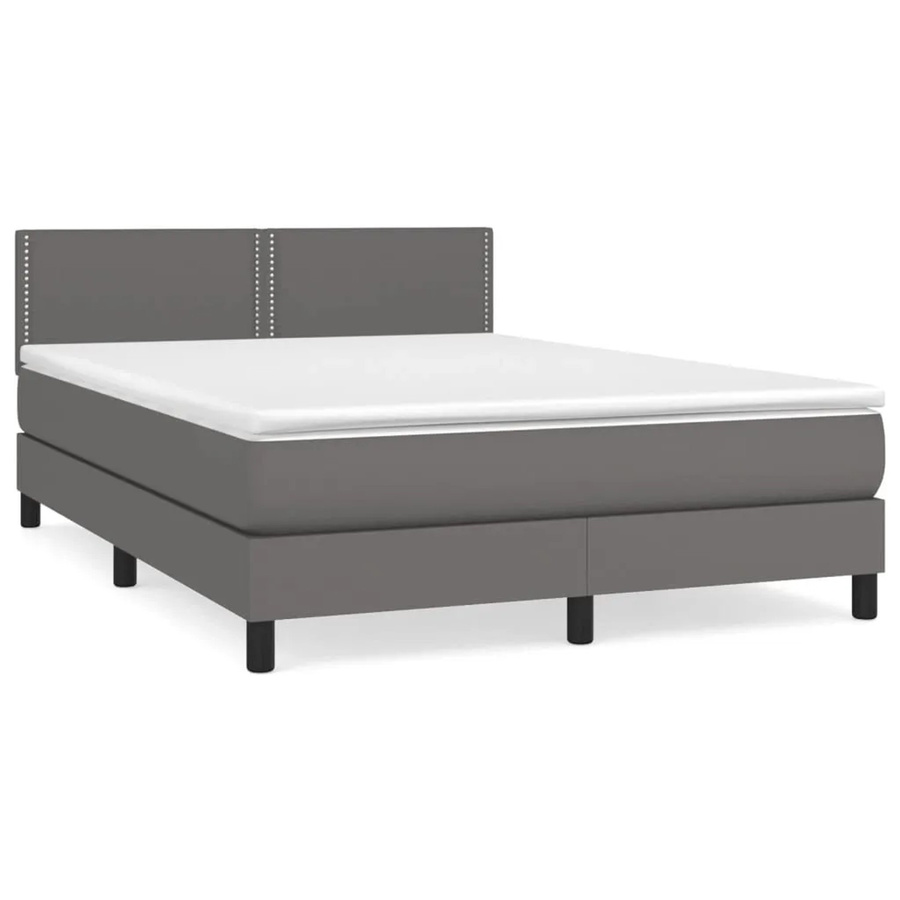 vidaXL Boxspringbett Hybrid mit Matratze und Taschenfederkern, Grau/Weiß, B/T/H: 140 x 190 cm - Bild 2