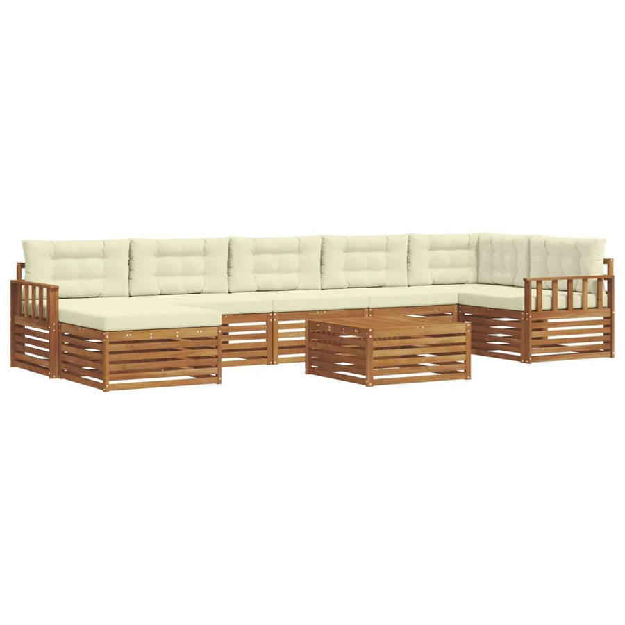 vidaXL Sofagarnitur 8-teilig aus Massivholz Akazie in Natur und Beige mit L-Form und abnehmbaren wetterfesten Kissen - Bild 2