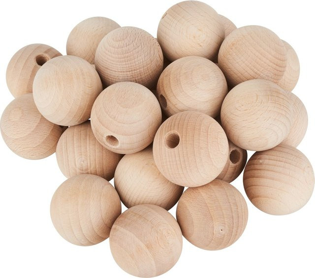 VBS Holzkugeln aus Buchenholz halbgebohrt, Farbe: Beige, Durchmesser: 40 mm, 25 Stück - Bild 1
