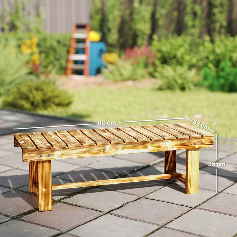 Outsunny Gartenbank aus Holz in Braun für Garten, Balkon und Terrasse, B/H/L: 38 x 35 x 110 cm - Bild 5