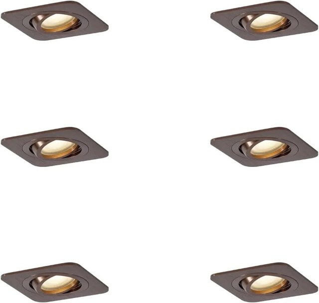 AlberTo Set mit 6 runden Einbaustrahlern in Dunkelbronze, GU10, IP44, Durchmesser: 50 mm - Bild 1