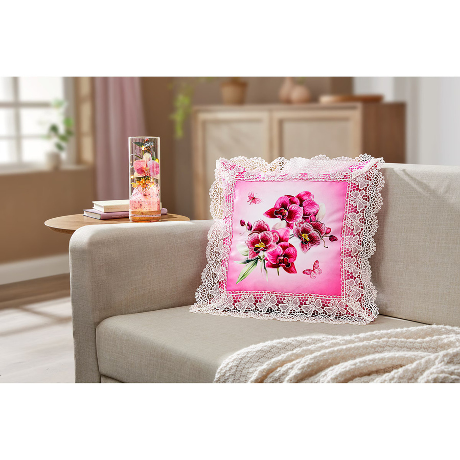 Kissenhülle Orchidee von Viva Domo, floral, mehrfarbig Pink, B/H: 40 x 40 cm - Bild 2