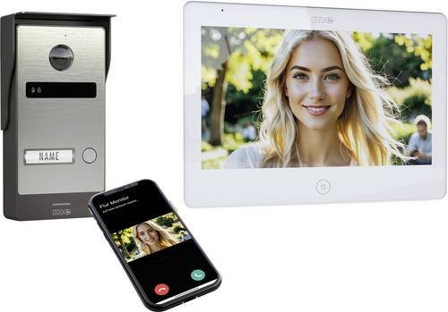 M-e modern-electronics Video-Türsprechanlage ALL-V10S-M10W-IPS 2-Draht mit 2-Drahtübertrager in Edelstahl gebürstet und Weiß - Bild 1
