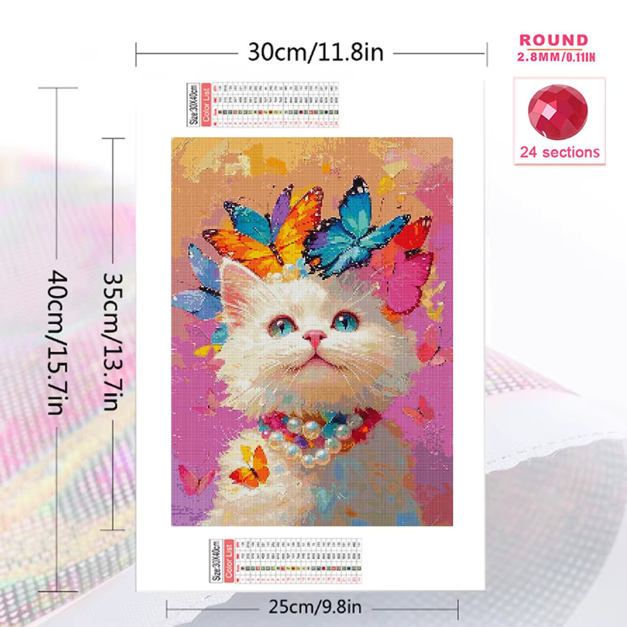 Evershine Diamant-Stickerei Katze als Mosaik-Bohrbild in Multicolour, B/H: 30 x 30 cm - Bild 2