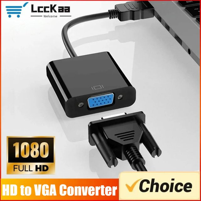 LccKaa HDMI auf VGA Adapter High Speed Konverter in Schwarz für PC und Laptop - Bild 1