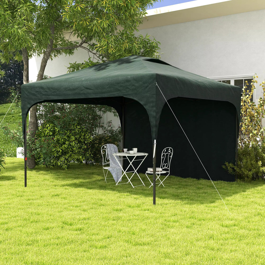 Outsunny Faltbarer Gartenpavillon mit Seitwänden und Stahlrahmen in Grün, B/T: 300 x 300 cm, Höhe: 172 cm - Bild 3