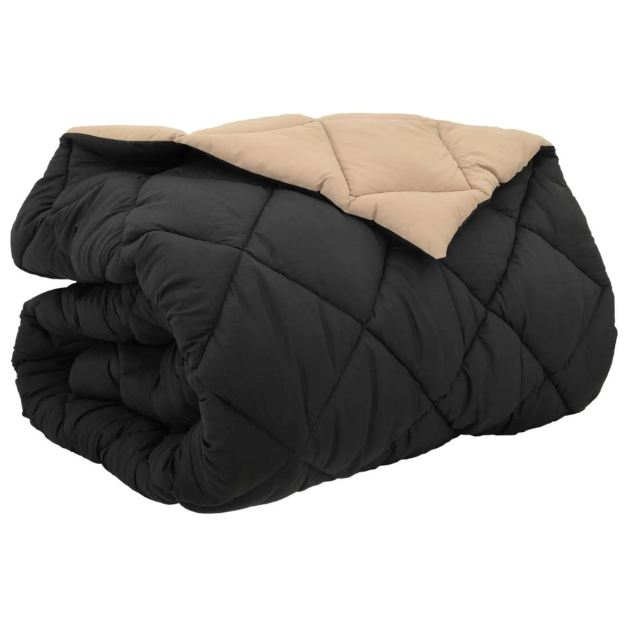 vidaXL Winterbettdecke aus Mikrofaser in Schwarz und Beige, B/B: 220 x 260 cm - Bild 2