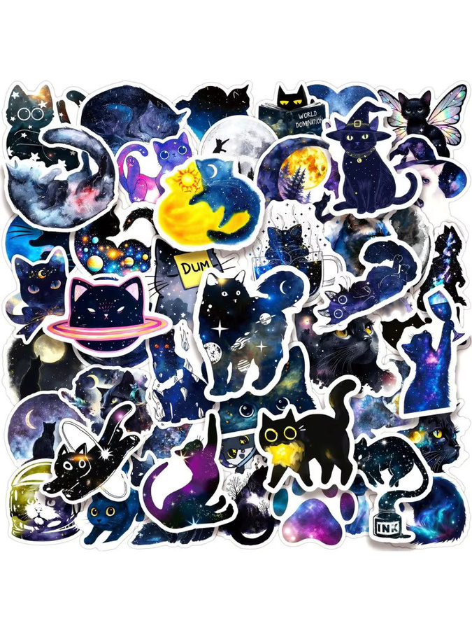 50 Stück Cartoon Sternenhimmel Katze Graffiti Aufkleber wasserfest in Multicolor von BulingBulingStickers Store - Bild 4
