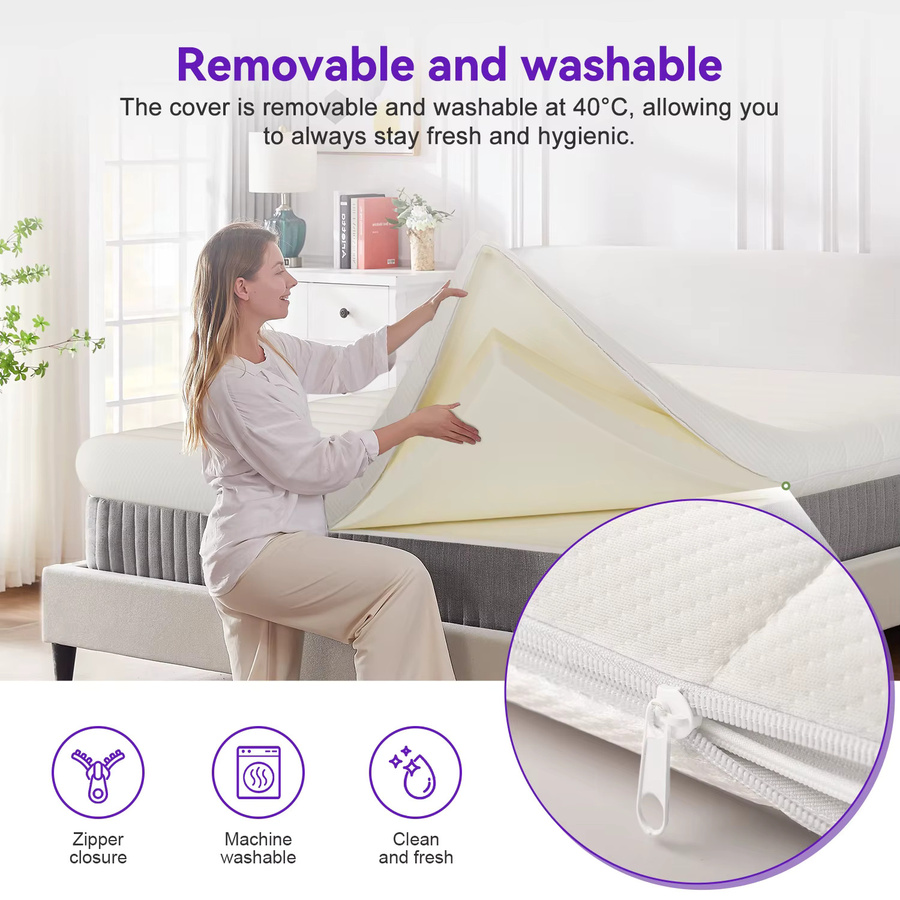 Daccormax Gel-Memory-Foam-Matratzenauflage in Weiß, 7-Zonen ergonomisch, druckentlastend und atmungsaktiv, mittelfest - Bild 2