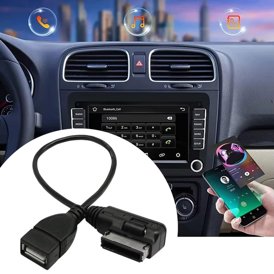 USB zu AUX Adapter Kabel für Audi MMI AMI Schnittstellen in Schwarz - Bild 4