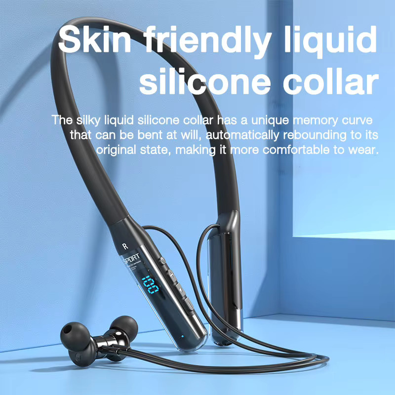 EARDECO Bluetooth-Kopfhörer mit Nackenbügel und Mikrofon für Sport, 80 Stunden Wiedergabe, Stereo-Bass, in Schwarz oder Silber - Bild 5