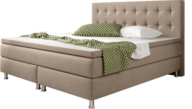 Inter Trading Boxspringbett Köln in Muddy mit Taschenfederkern, B/T: 180 x 200 cm - Bild 1