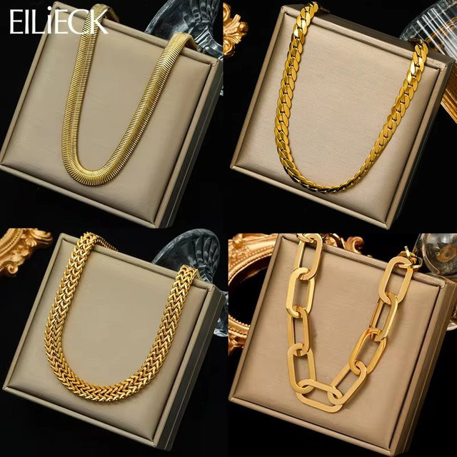 EILIECK Halskette Edelstahl, Gold, Damen - Bild 1