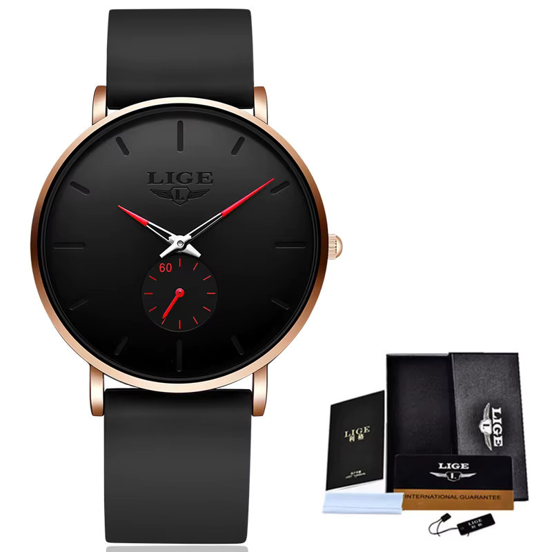 LIGE Armbanduhr Quarz, Schwarz, Roségold, Herren - Bild 4