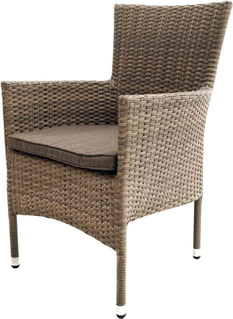 OUTFLEXX Rabida Basic Stapelsessel aus Polyrattan in Champagner-Meliert inklusive Polster, B/T/H: 59 x 62 x 92 cm - Bild 1