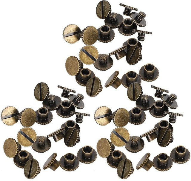 30 Set GoolRC Buchnieten aus Messing in Schwarz, Flachnieten mit 9,5 x 6 mm und 4 mm Schraube - Bild 1