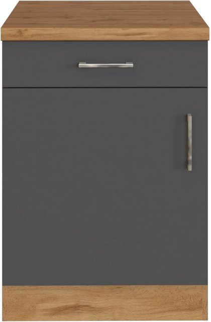 Held Möbel Küchen-Unterschrank Sorrento mit 1 Auszug in Anthrazit Wotan, Eiche Grau matt, B: 50 cm, H: 85 cm, T: 60 cm - Bild 1