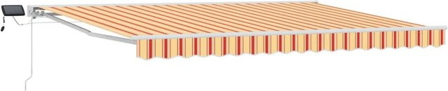 vidaXL Manueller Markisenrahmen mit LED-Beleuchtung in Gelb und Orange, B: 4,5 m, T: 3,5 m - Bild 1