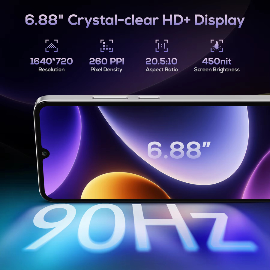 OUKITEL C60PRO Smartphone in Purple mit Android 15, 6,88 Zoll 90Hz HD+ Display, 24GB RAM und 256GB ROM - Bild 4