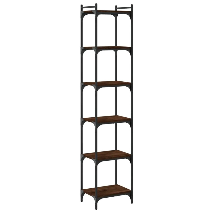 vidaXL Bücherregal mit 6 Böden in Eiche Braun, Holzwerkstoff und Metall im industriellen Design, B/T/H: 40 x 30 x 188 cm - Bild 2
