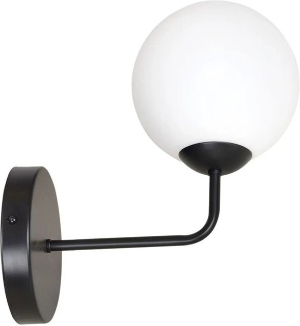 Easylight Wandleuchte mit Kugelschirm aus Glas und Metall, E14, Höhe: 23,5 cm, Schwarz oder Weiß - Bild 1