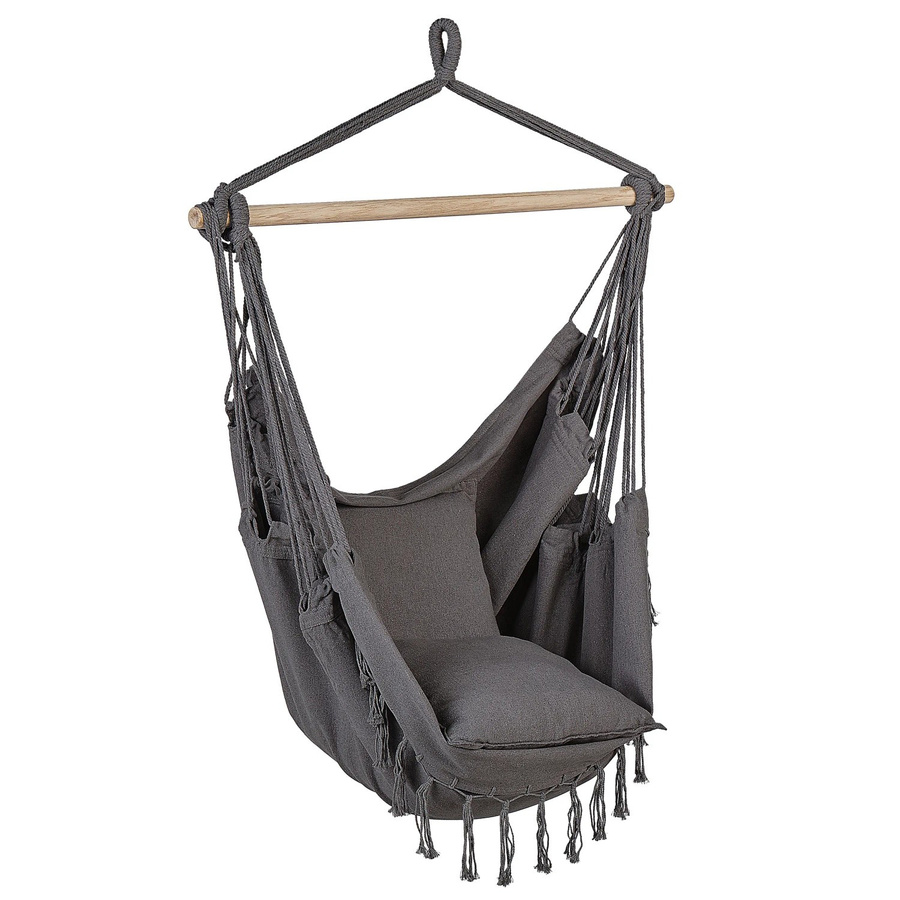 Beliani Hängesessel Egg in Grau im Boho-Stil für Garten und Wohnzimmer B/T/H: 152 x 122 x 152 cm - Bild 2