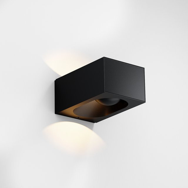 Moderne LED-Wandleuchte pip.2 in Schwarz für Garten und Außenbereich, IP44 wetterfest, dimmbar und verstellbar mit warmweißem Licht - Bild 1